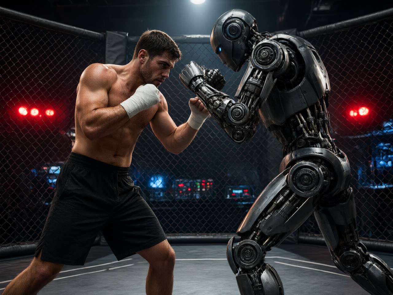 Frankie LaPenna fights humanoid robots in first human vs robot bout / 弗兰基·拉佩纳在首场人机对战中与仿生机器人搏击