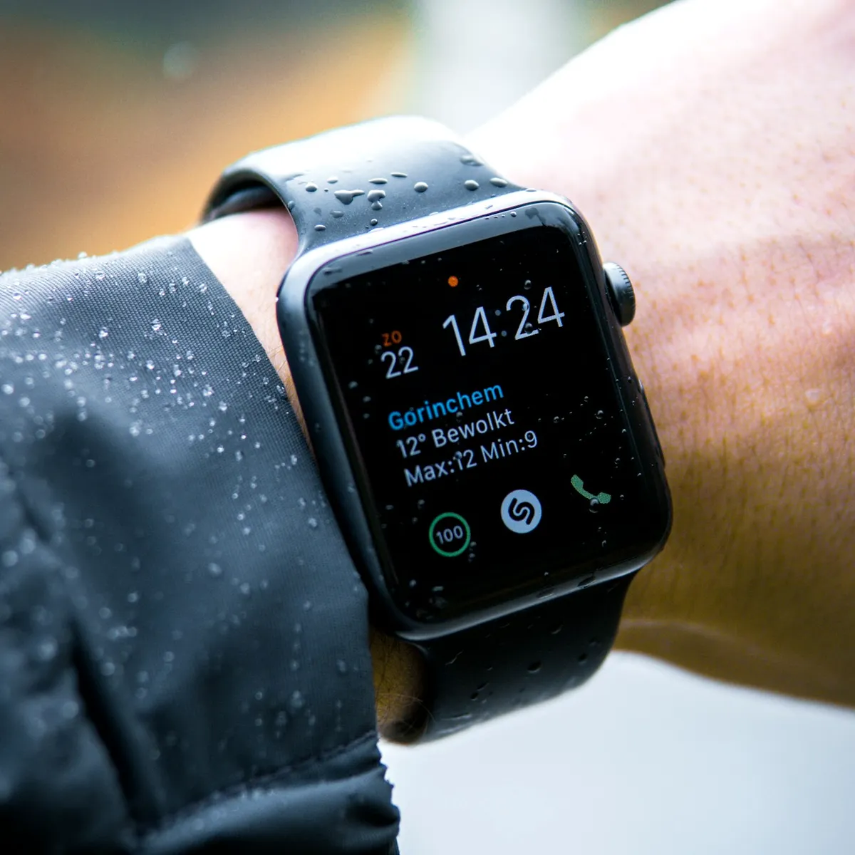 On the wrist: the soft silicone band flexes naturally with every movement